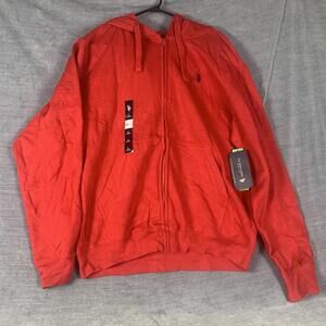 U.S. Polo Assn Mens Full Zip Hoodie Large Red Cotton Blend Logo NWT